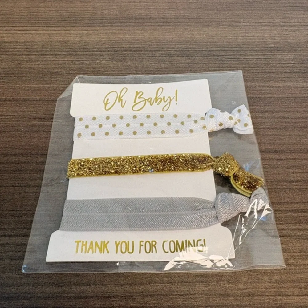 Gold and Silver Baby Shower Hair Ties